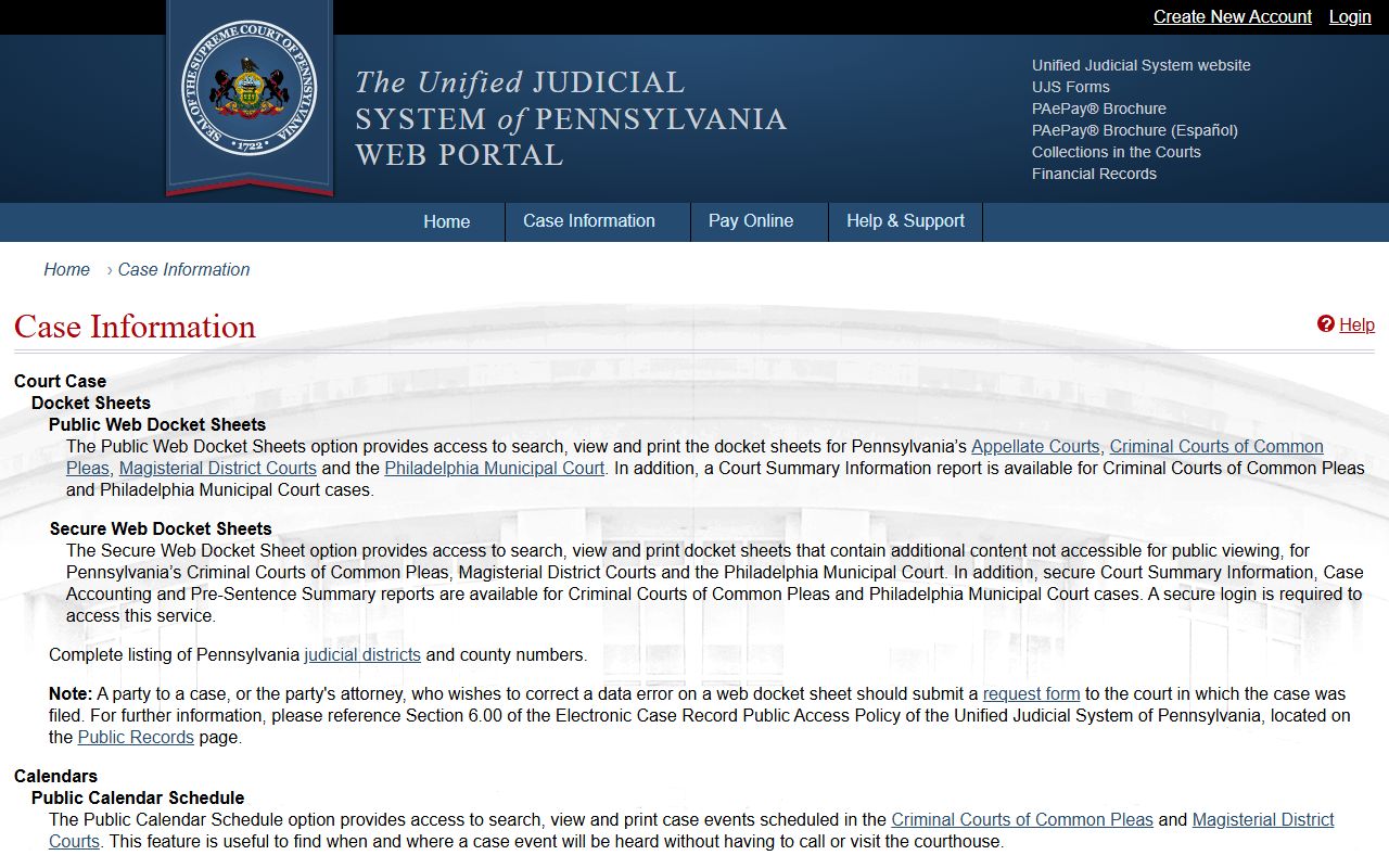 Montour County court records UJS case information