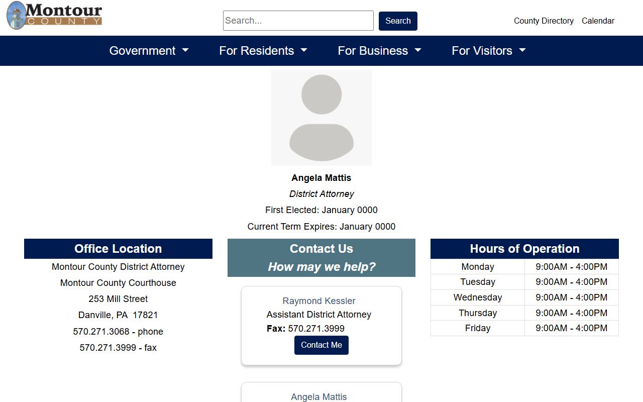 Montour County criminal court records District Attorney office