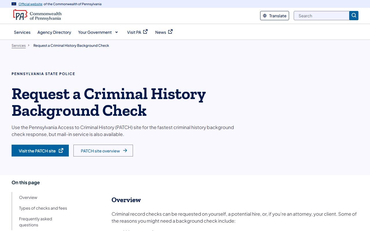 Montour County criminal court records PSP background check service