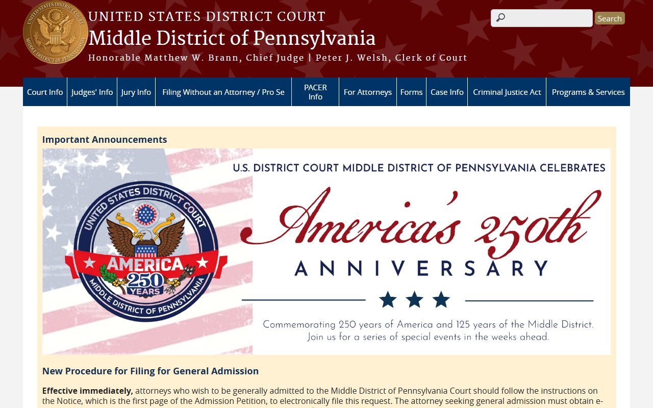Montour County court records Middle District of Pennsylvania federal court