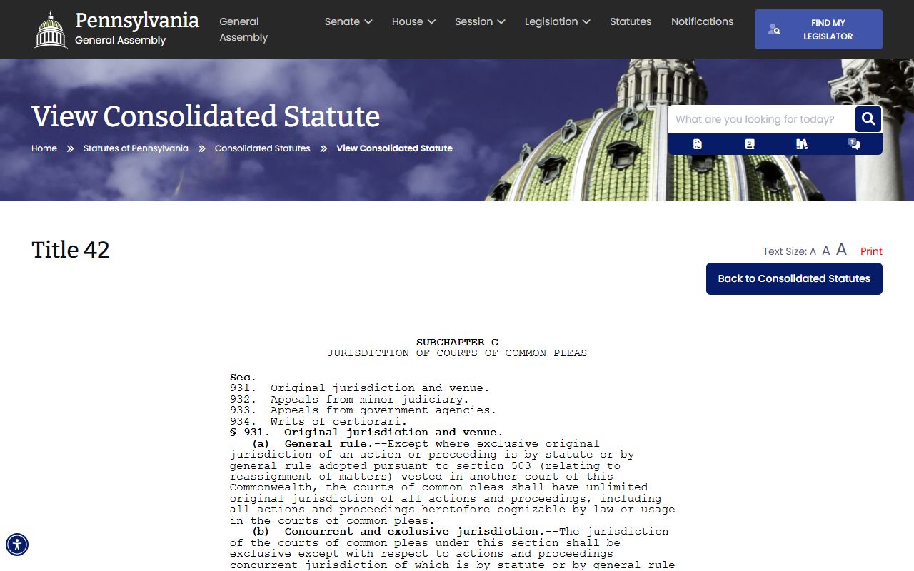 Pennsylvania Common Pleas jurisdiction statute for Orphans' Court context