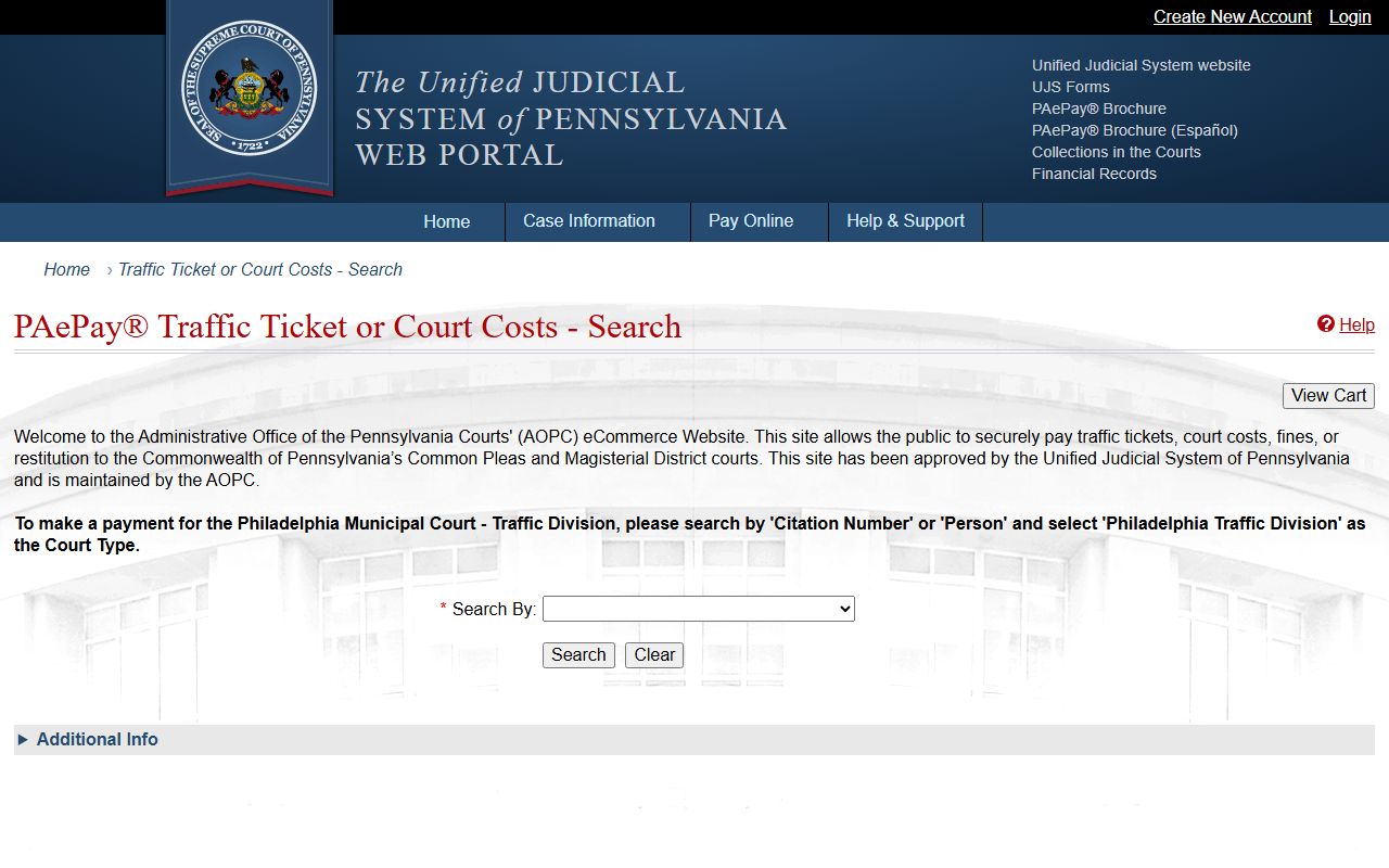 PAePay traffic ticket and court-cost payment portal