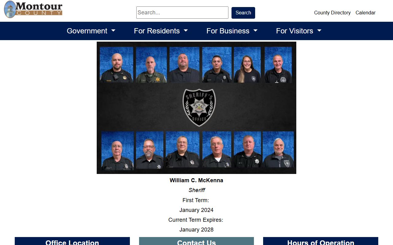 Montour County Sheriff office page for warrant and courthouse security context